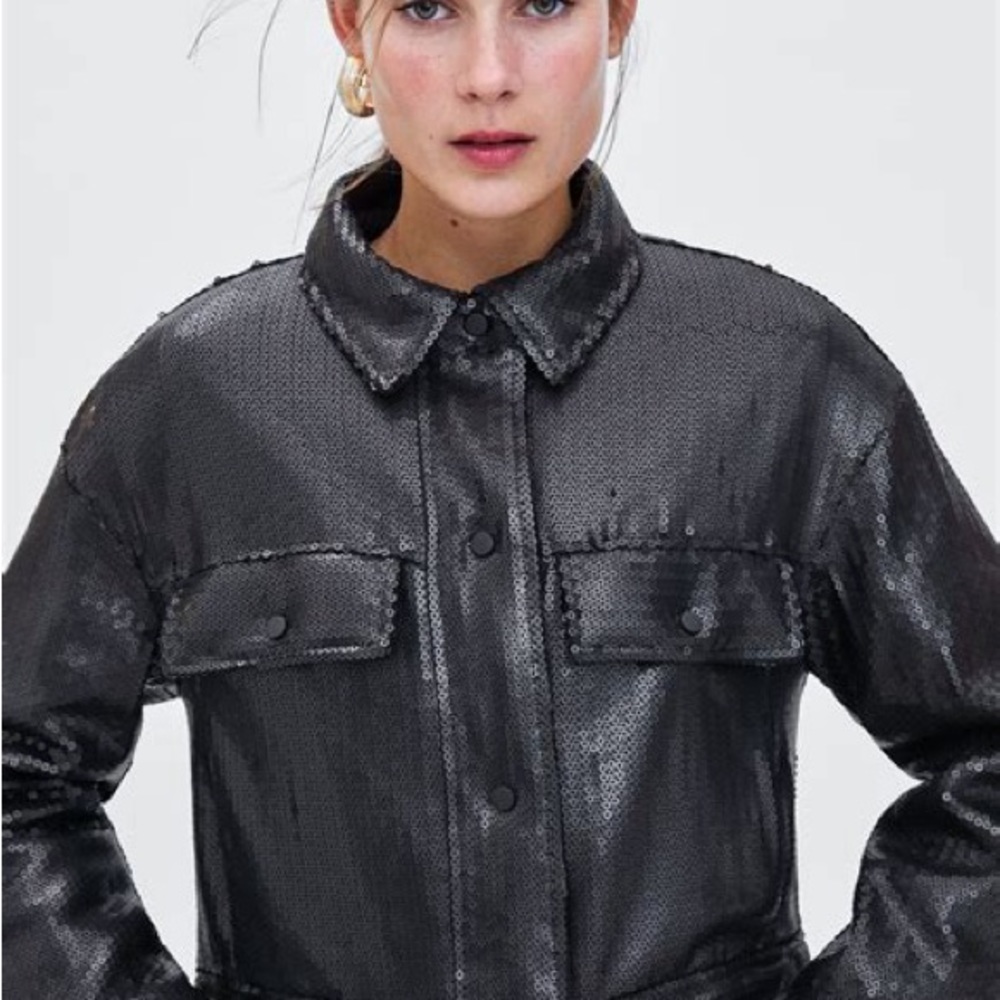 TRF Trafaluc Collection by Zara Sequin Jean-Style Jacket